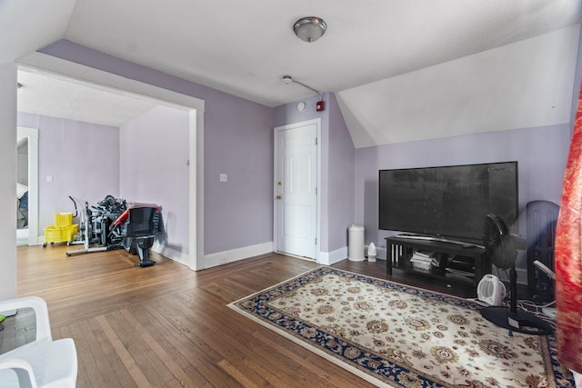 1492 Dixwell Ave, Hamden, CT 06514 - living room featuring hardwood / wood-style flooring and lofted ceiling