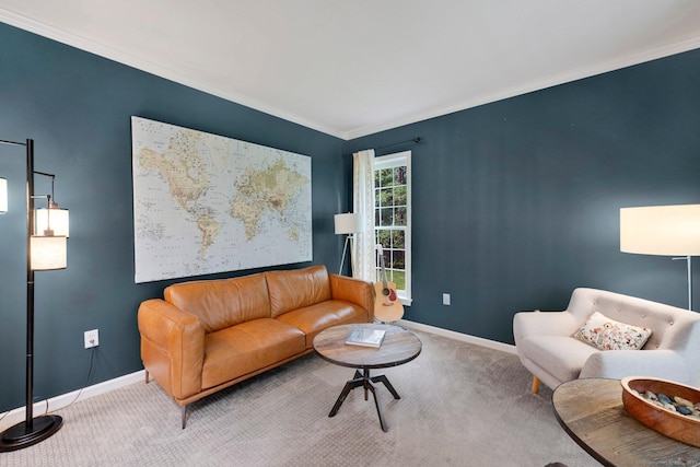 190 Charles St, Tolland, CT 06084 - living area featuring carpet floors and crown molding