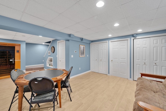 190 Charles St, Tolland, CT 06084 - dining space with a paneled ceiling, light wood-style floors, and recessed lighting