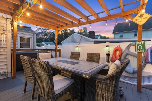 107 May St, West Haven, CT 06516 - wooden deck with a pergola and outdoor dining area