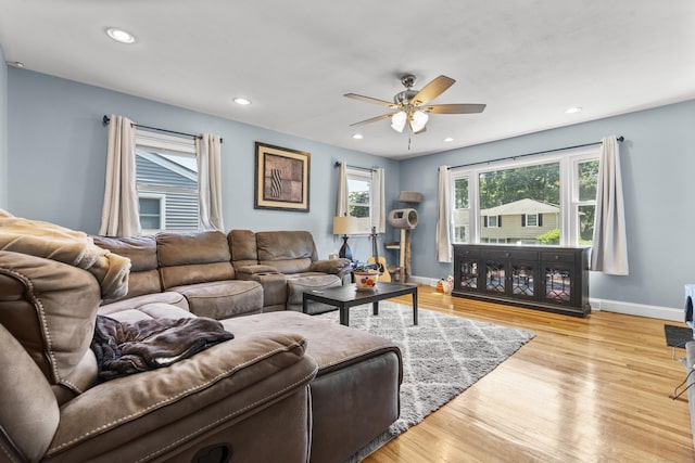 107 May St, West Haven, CT 06516 - living area with a ceiling fan, recessed lighting, and wood finished floors