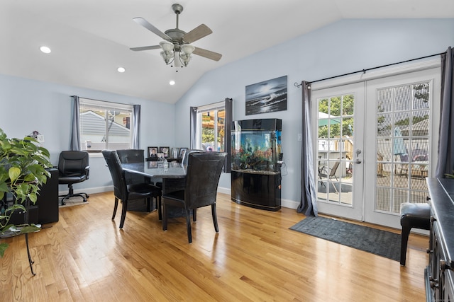 107 May St, West Haven, CT 06516 - dining room with lofted ceiling, light wood finished floors, healthy amount of natural light, french doors, and recessed lighting