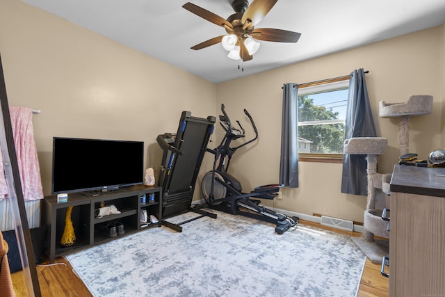 107 May St, West Haven, CT 06516 - exercise room featuring ceiling fan and wood finished floors