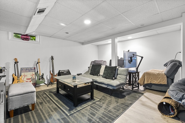 107 May St, West Haven, CT 06516 - living room with wood finished floors, recessed lighting, and a drop ceiling