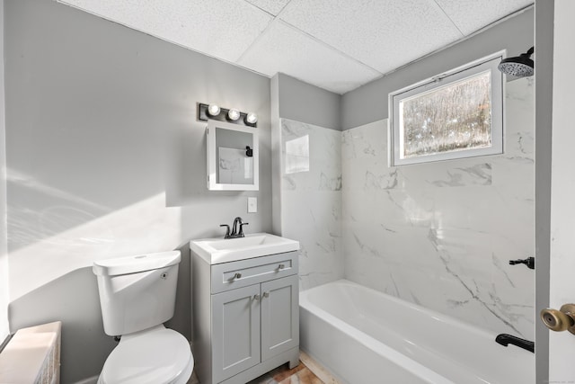 122 Oak St, Naugatuck, CT 06770 - bathroom featuring vanity,  shower combination, and a paneled ceiling