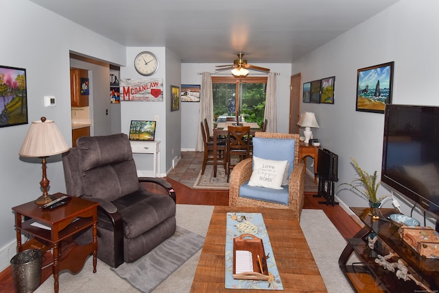 105 Maple Ave Apt 16, Vernon, CT 06066 - living room featuring wood finished floors and a ceiling fan