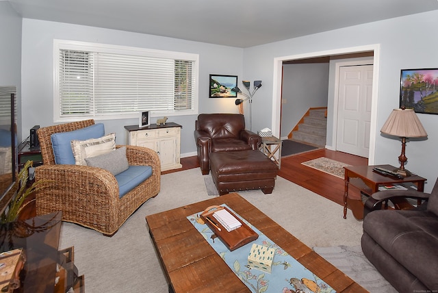 105 Maple Ave Apt 16, Vernon, CT 06066 - living room featuring stairway and light wood-style flooring