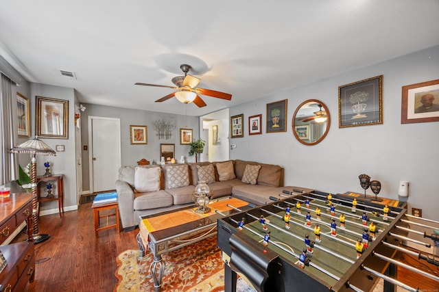 87 Kaynor Dr, Waterbury, CT 06708 - living area with a ceiling fan and dark wood-style floors