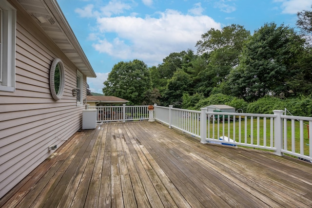 87 Kaynor Dr, Waterbury, CT 06708 - deck with a lawn and a storage shed
