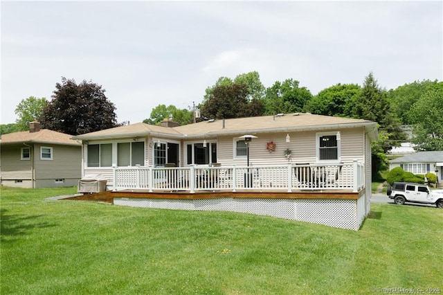 87 Kaynor Dr, Waterbury, CT 06708 - back of house with a wooden deck and a lawn