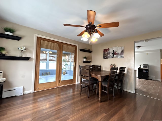2 Wentworth Dr, Milford, CT 06460 - dining room with baseboard heating, wood finished floors, and ceiling fan