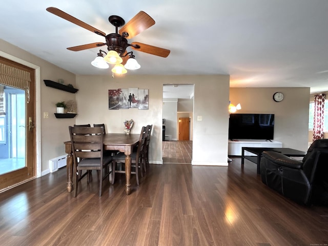 2 Wentworth Dr, Milford, CT 06460 - dining room featuring wood finished floors, a ceiling fan, and baseboard heating
