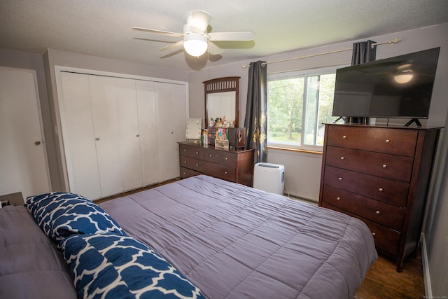275 Pierremount Ave Unit 275, New Britain, CT 06053 - bedroom featuring a closet, ceiling fan, and wood finished floors