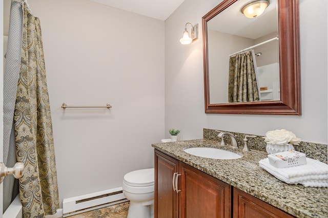 15 Sky Edge Ln, Bethel, CT 06801 - bathroom with baseboard heating, vanity, and curtained shower