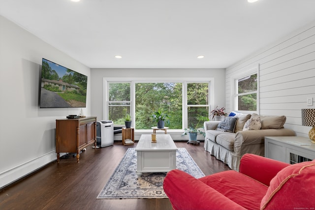 3 Laurel Hill Dr S, East Lyme, CT 06357 - living area with baseboard heating, recessed lighting, and dark wood-style floors
