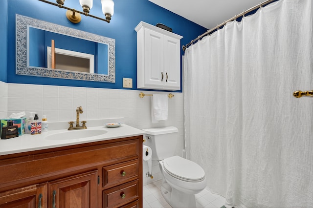 3 Laurel Hill Dr S, East Lyme, CT 06357 - bathroom with tile walls, vanity, tile patterned flooring, and a shower with shower curtain