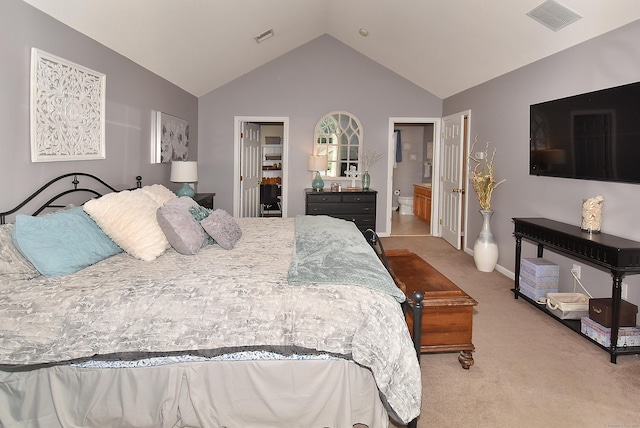 55 Hydrangea Ln, Suffield, CT 06078 - bedroom featuring carpet, lofted ceiling, and ensuite bathroom
