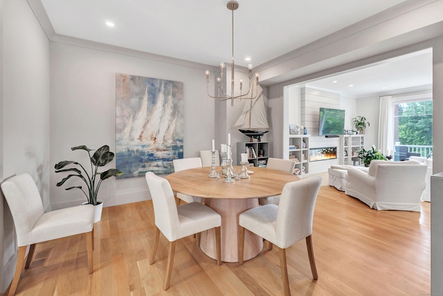 888 Oldfield Rd, Fairfield, CT 06824 - dining space with light wood-style floors, recessed lighting, and a chandelier
