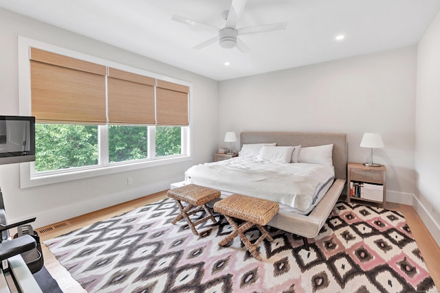 888 Oldfield Rd, Fairfield, CT 06824 - bedroom with wood finished floors, recessed lighting, and ceiling fan