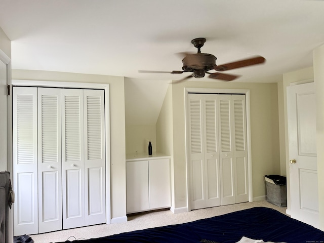 271 Jeniford Rd, Fairfield, CT 06824 - unfurnished bedroom with two closets, carpet, and ceiling fan