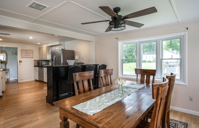 16 Westview Dr, Bethel, CT 06801 - dining area featuring light wood finished floors, a ceiling fan, and recessed lighting