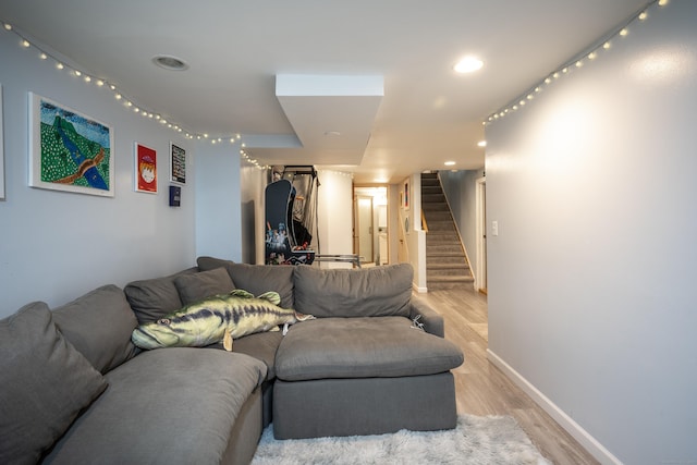 16 Westview Dr, Bethel, CT 06801 - living area with light wood finished floors, stairway, and recessed lighting