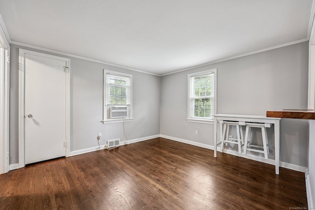 17 Burke Rd, Vernon, CT 06066 - unfurnished room with plenty of natural light, ornamental molding, wood finished floors, and cooling unit