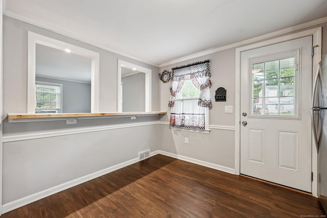 17 Burke Rd, Vernon, CT 06066 - foyer entrance featuring ornamental molding and dark wood-type flooring