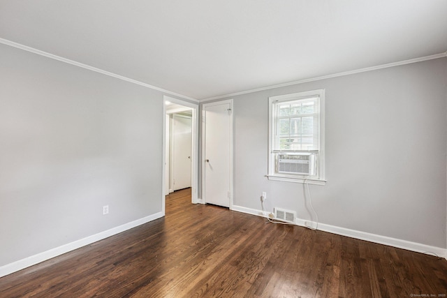 17 Burke Rd, Vernon, CT 06066 - empty room featuring ornamental molding, cooling unit, and dark wood-style floors