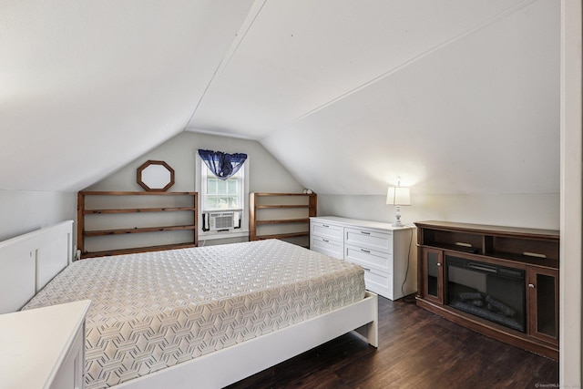 17 Burke Rd, Vernon, CT 06066 - bedroom with dark wood finished floors, lofted ceiling, and cooling unit