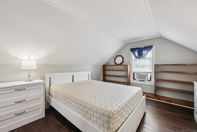 17 Burke Rd, Vernon, CT 06066 - bedroom with cooling unit, dark wood-style flooring, and vaulted ceiling