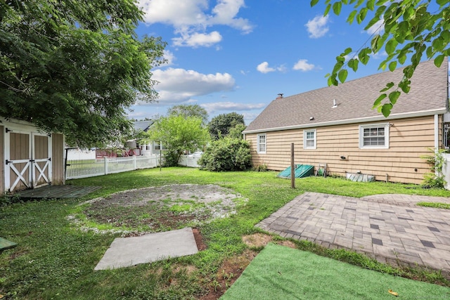 17 Burke Rd, Vernon, CT 06066 - fenced backyard with a patio and a storage shed