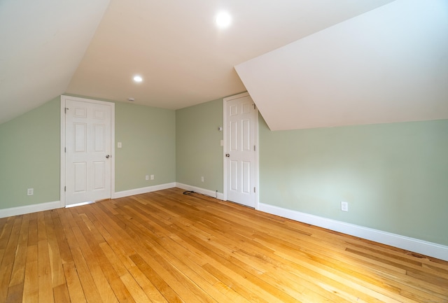 635 Ruth St, Bridgeport, CT 06606 - bonus room with light wood-style floors, vaulted ceiling, and recessed lighting