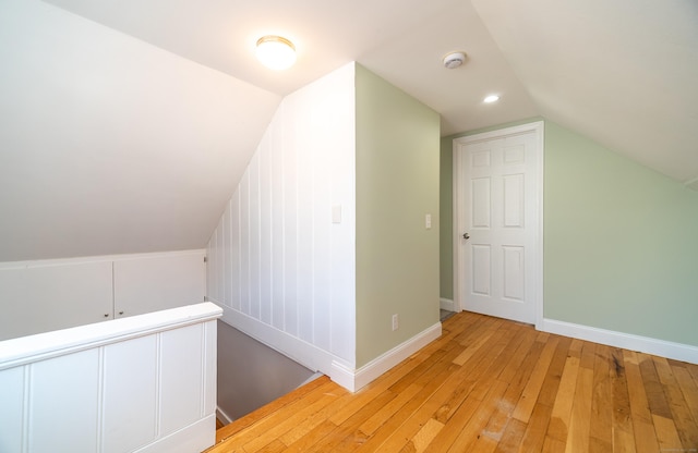 635 Ruth St, Bridgeport, CT 06606 - bonus room with light wood-style flooring, vaulted ceiling, and recessed lighting