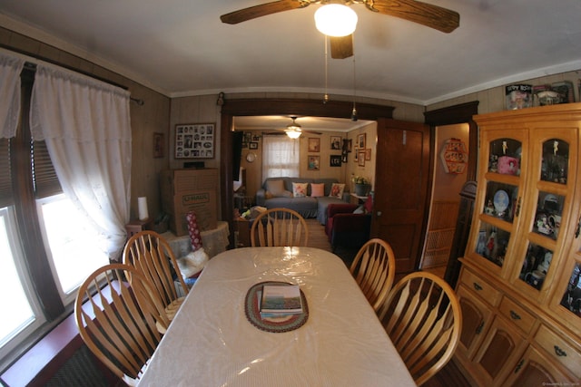 375 Baldwin St, Waterbury, CT 06706 - dining area featuring a ceiling fan and ornamental molding