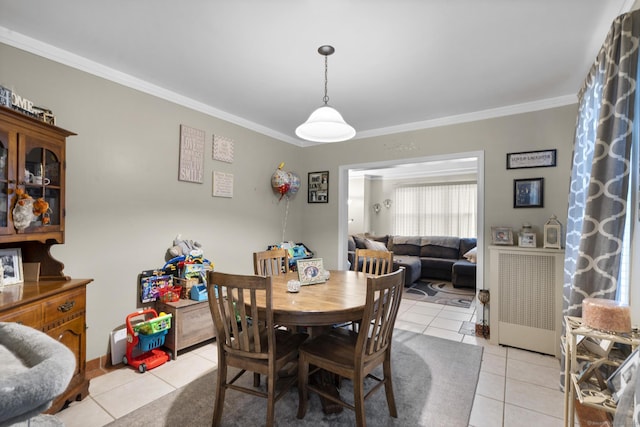 78 Church St, Hamden, CT 06514 - dining space featuring crown molding and light tile patterned floors