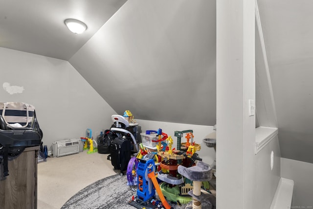 78 Church St, Hamden, CT 06514 - recreation room featuring vaulted ceiling and carpet