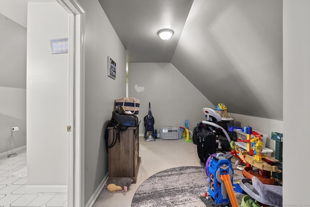 78 Church St, Hamden, CT 06514 - game room featuring vaulted ceiling and carpet