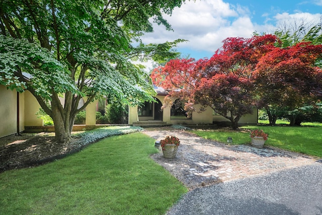 3853 Congress St, Fairfield, CT 06824 - view of front of property with stucco siding and a front yard