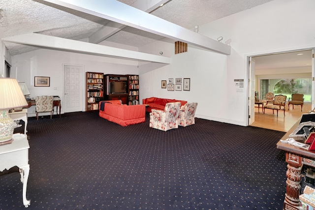 3853 Congress St, Fairfield, CT 06824 - carpeted living room with a textured ceiling