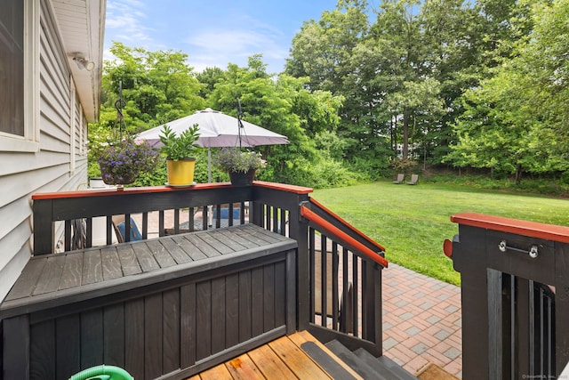 17 Valley Stream Dr, Danbury, CT 06811 - deck featuring a lawn and view of wooded area