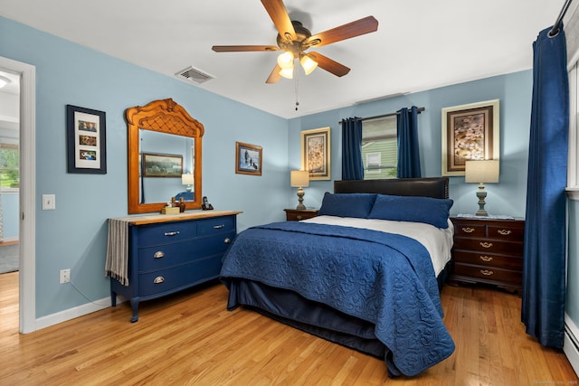 17 Valley Stream Dr, Danbury, CT 06811 - bedroom with light wood-style flooring, ceiling fan, and baseboard heating