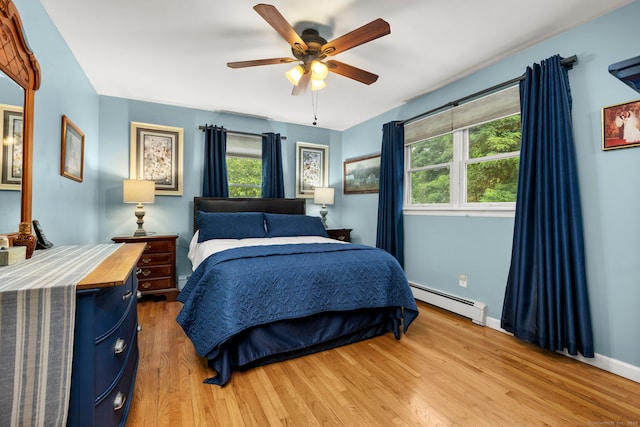 17 Valley Stream Dr, Danbury, CT 06811 - bedroom with a baseboard heating unit, light wood finished floors, and a ceiling fan