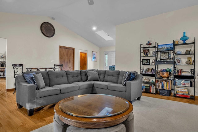 41 Fog Plain Rd, Waterford, CT 06385 - living room featuring light wood-type flooring, vaulted ceiling, and recessed lighting