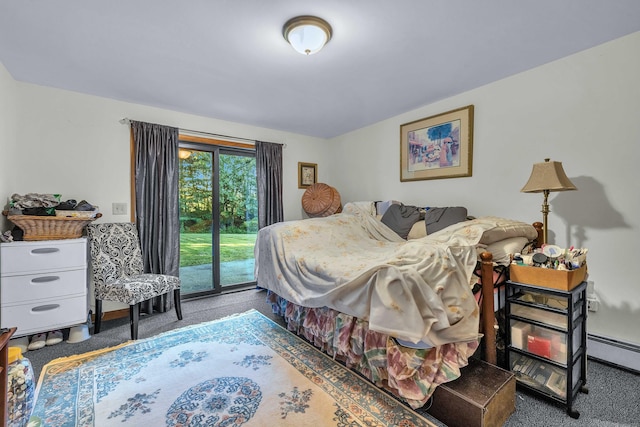 41 Fog Plain Rd, Waterford, CT 06385 - carpeted bedroom featuring access to outside and a baseboard heating unit