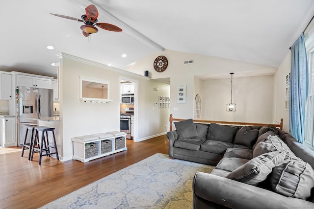 76 Valley View Rd, Norwalk, CT 06851 - living area with a ceiling fan, wood finished floors, recessed lighting, and plenty of natural light