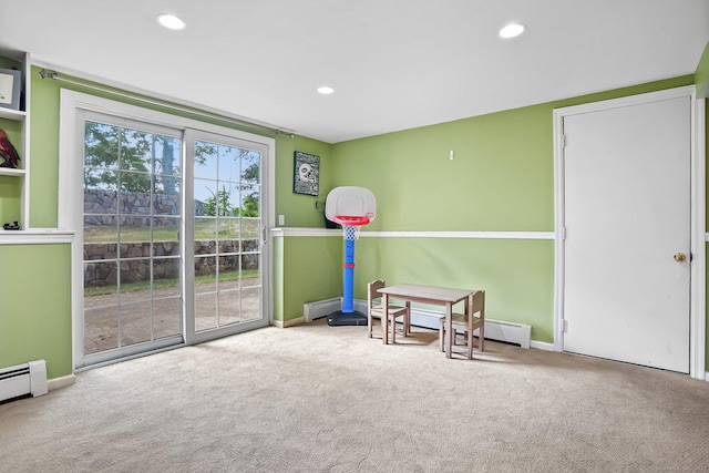 76 Valley View Rd, Norwalk, CT 06851 - living area with carpet flooring, recessed lighting, and a baseboard radiator