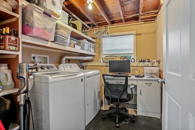76 Valley View Rd, Norwalk, CT 06851 - laundry area with washing machine and dryer and a desk