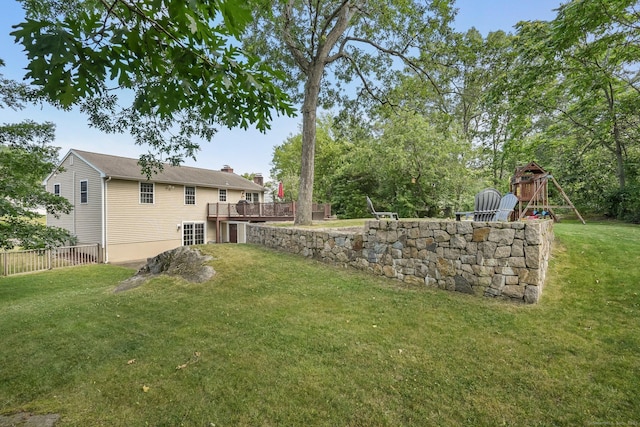 76 Valley View Rd, Norwalk, CT 06851 - view of yard with a playground and a wooden deck