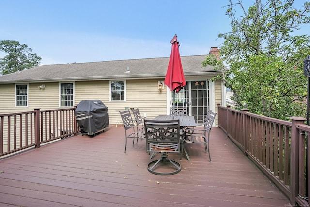 76 Valley View Rd, Norwalk, CT 06851 - wooden terrace featuring outdoor dining space and a grill